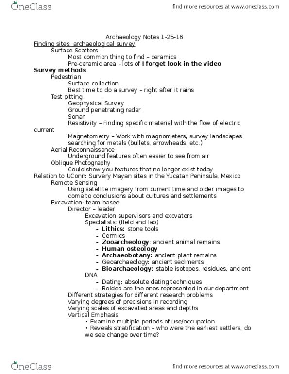 ANTH 1500 Lecture Notes - Lecture 1: Ground-Penetrating Radar, Landscape Archaeology, Paleoethnobotany thumbnail