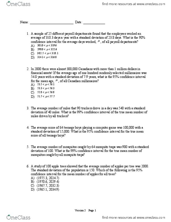 midterm exam math 302 Fall Guide Midterm Confidence 2015,  Study  MATH 1P98