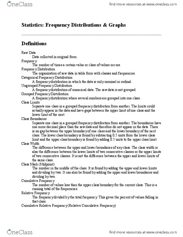 MATH 1P98 Chapter Notes - Chapter 2: Cumulative Frequency Analysis, Frequency Distribution, Pie Chart thumbnail