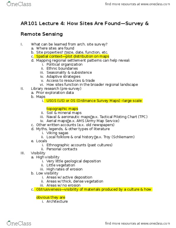 CAS AR 101 Lecture Notes - Lecture 4: Heinrich Schliemann, Sedentism, Synthetic Aperture Radar thumbnail