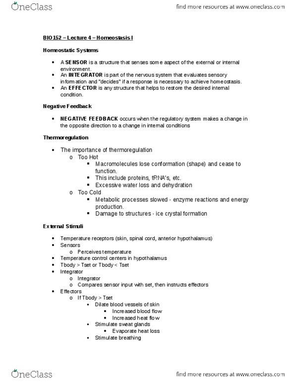 BIOLOGY 152 Lecture Notes - Lecture 4: Ice Crystals, Cellular Respiration, Thermoregulation thumbnail