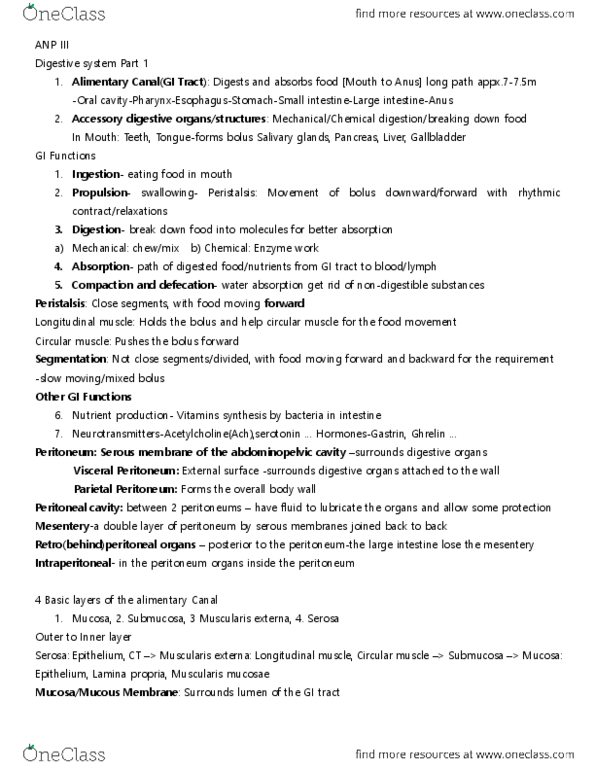 ANP 1107 Lecture Notes - Lecture 1: Muscularis Mucosae, Lamina Propria, Gastrointestinal Tract thumbnail