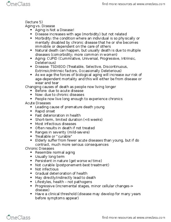 BIOL355 Lecture Notes - Lecture 5: Senescence, Chronic Obstructive Pulmonary Disease, Treatment As Prevention thumbnail