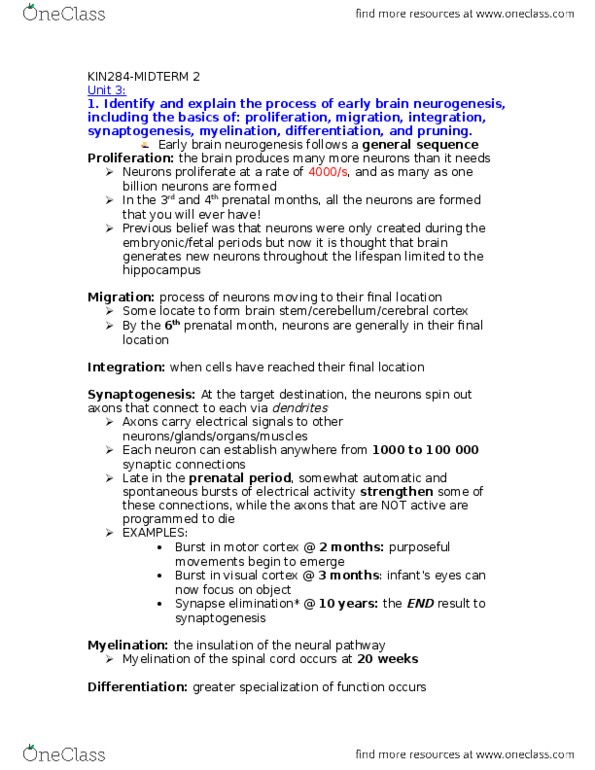 KIN 284 Lecture Notes - Lecture 1: Neural Pathway, Lie Detection, Conserved Sequence thumbnail