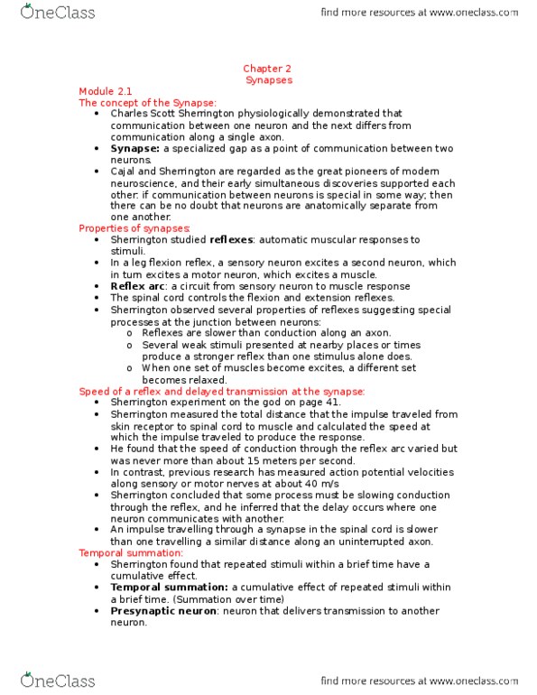 PSYCH261 Chapter Notes - Chapter 2: Exocytosis, Metabotropic Receptor, Guanosine Triphosphate thumbnail