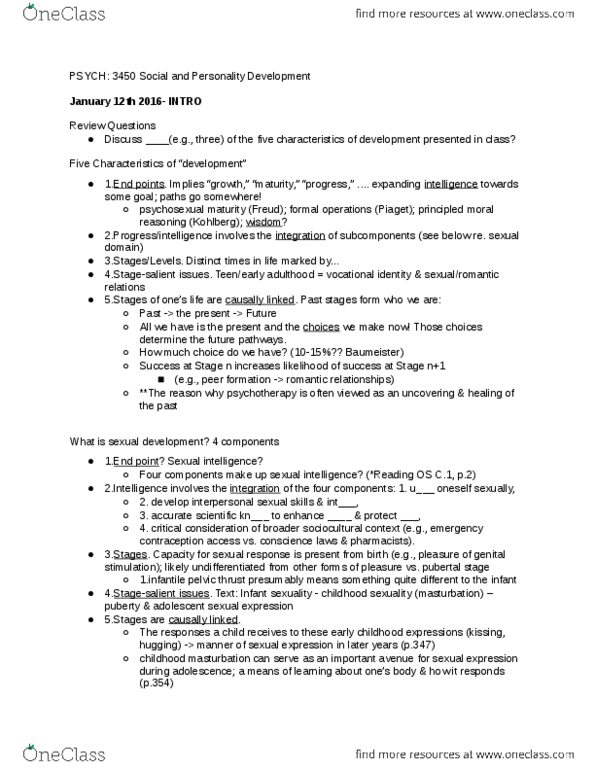 PSYC 3450 Lecture Notes - Lecture 1: Polyamory, Stage Fright, Cervical Cancer thumbnail