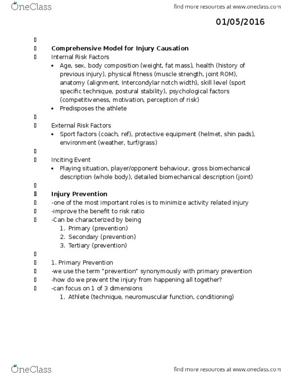 Kinesiology 2236A/B Lecture Notes - Lecture 1: Relative Risk, Lawn thumbnail