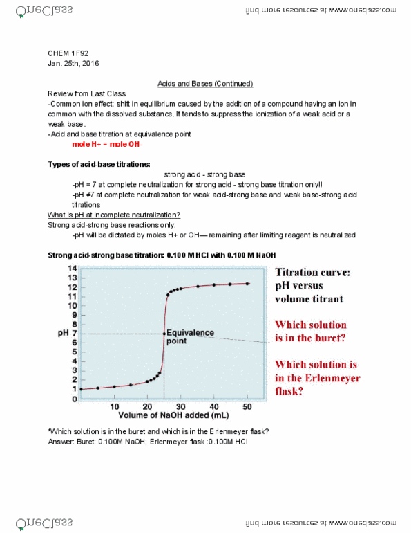 CHEM 1F92 Lecture Notes - Lecture 10: Acid Dissociation Constant, Inflection Point, Equivalence Point thumbnail