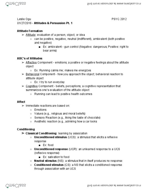 PSYC 2012 Lecture Notes - Lecture 4: Reinforcement thumbnail