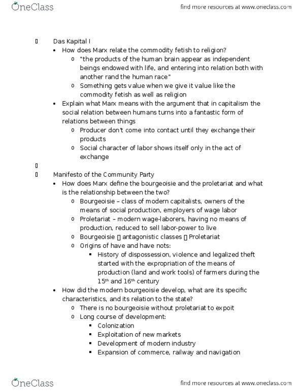 POL_S 333 Lecture Notes - Lecture 7: Capital: Critique Of Political Economy, Wage Labour, Social Relation thumbnail