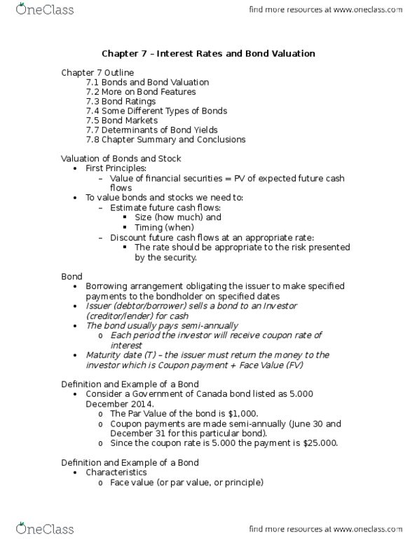 Management and Organizational Studies 2310A/B Lecture Notes - Lecture 11: Accrued Interest, Interest Rate Risk, Sign Convention thumbnail