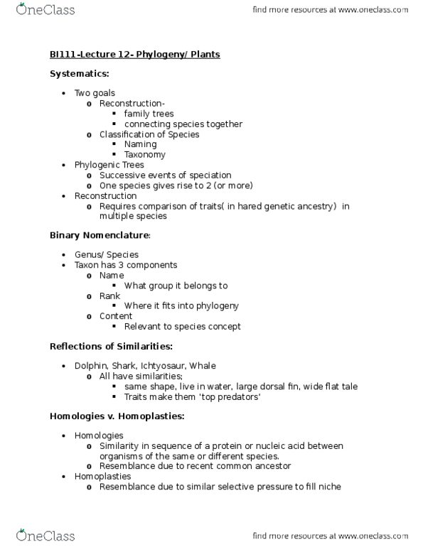 BI111 Lecture Notes - Lecture 12: Dactyly, Pterosaur, Recapitulation Theory thumbnail