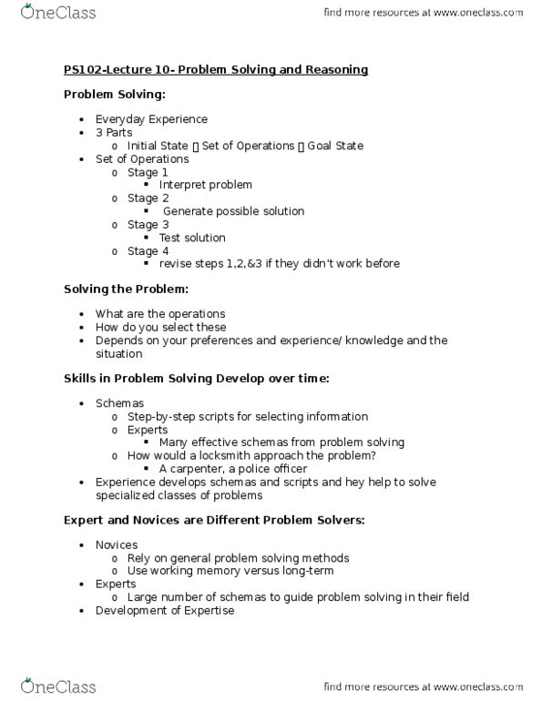 PS102 Lecture Notes - Lecture 10: Stroop Effect thumbnail