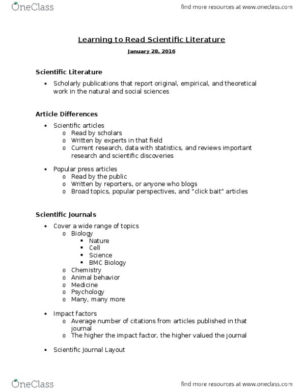 ANS 4932 Lecture Notes - Lecture 5: Bmc Biology, Impact Factor thumbnail