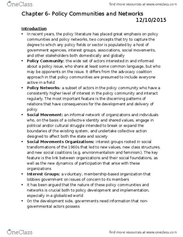 PSCI 3402 Chapter Notes - Chapter 6: Hierarchical Routing, Analytic Capacity, Open Government thumbnail