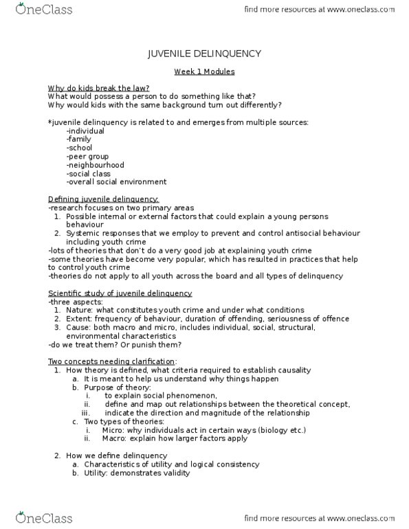 SOC222 Lecture Notes - Lecture 1: Psychopathy, Antisocial Personality Disorder, Cesare Lombroso thumbnail