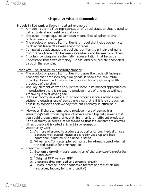 ECO101H1 Lecture Notes - Lecture 2: Opportunity Cost, Comparative Advantage thumbnail