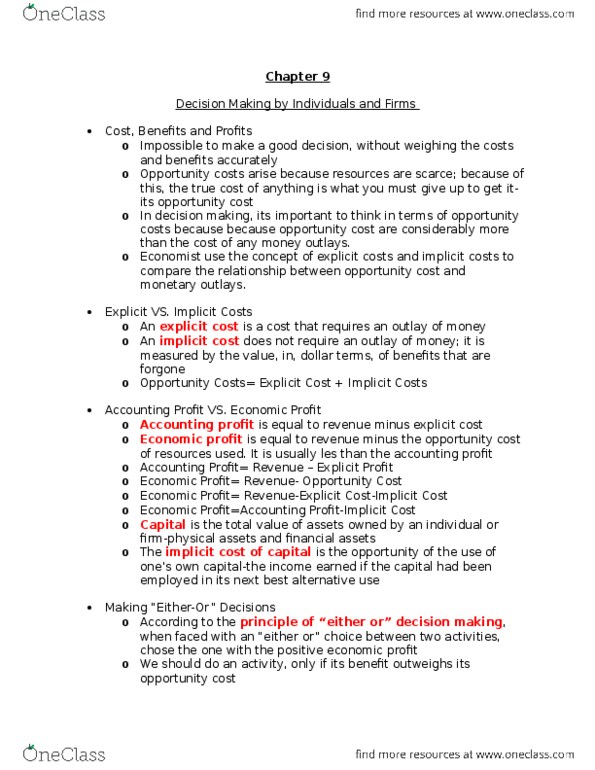 ECO101H1 Lecture Notes - Lecture 9: Risk Aversion, Mental Accounting, Marginal Cost thumbnail