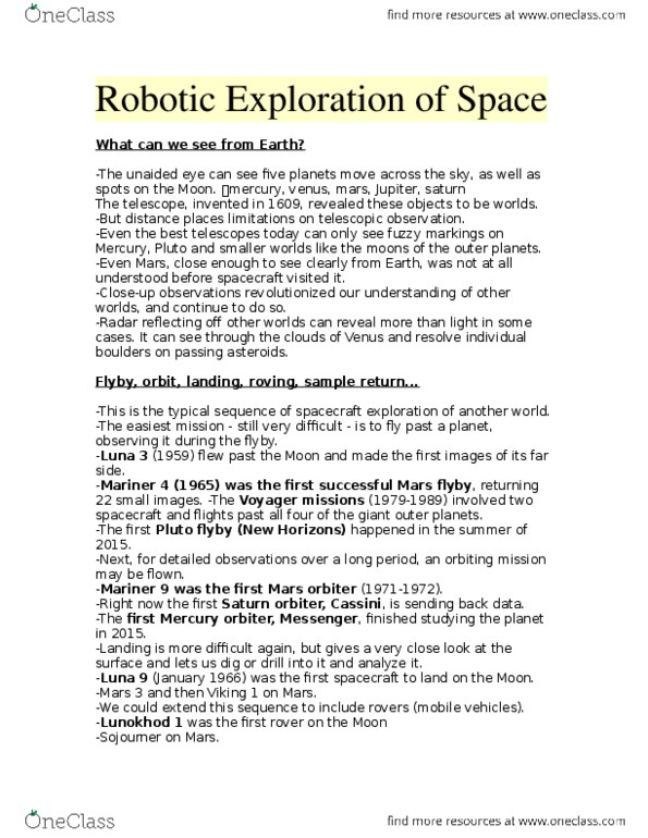 Geography 2090A/B Lecture Notes - Lecture 6: Lunar Orbiter Program, Lunar Orbiter 1, Robert Bigelow thumbnail