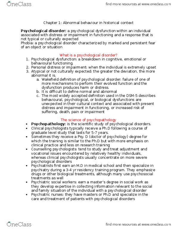 Psychology 2030A/B Chapter Notes - Chapter 1: Psychosexual Development, Libido, Mental Health thumbnail