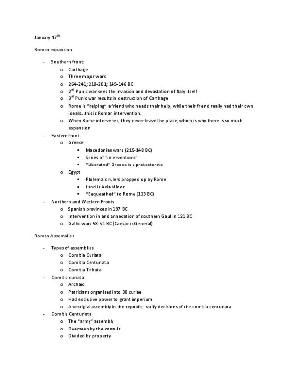 CLA233H1 Lecture Notes - Centuriate Assembly, Lucius Tarquinius Superbus, Gallic Wars thumbnail