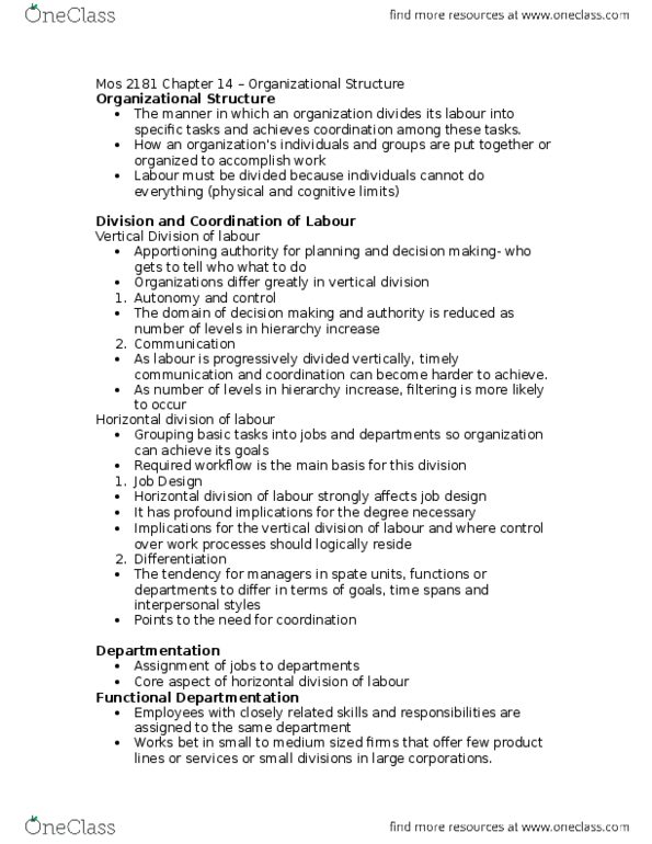 Management and Organizational Studies 2181A/B Chapter Notes - Chapter 14: Ambidexterity, Absenteeism, Motivation thumbnail