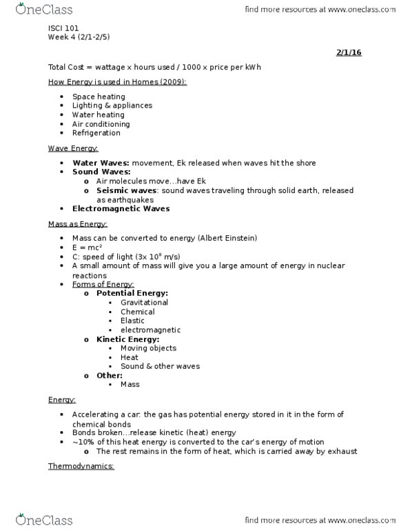 ISCI 101 Lecture Notes - Lecture 4: Water Heating, Seismic Wave, Thermodynamics thumbnail