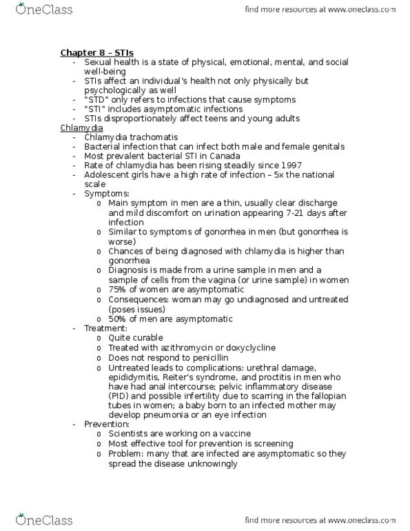 Psychology 2075 Chapter Notes - Chapter 8: Pelvic Inflammatory Disease, Anal Sex, Pelvic Examination thumbnail