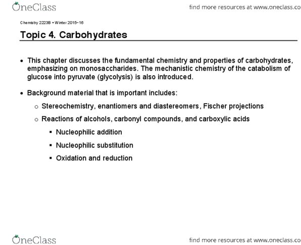 Chemistry 2223B Lecture Notes - Lecture 6: Pyruvic Acid, Allose, Threose thumbnail