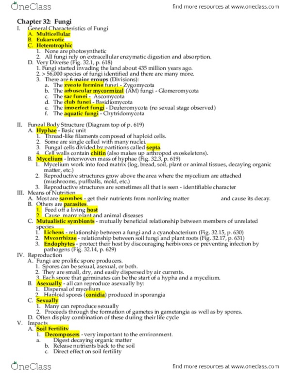 BIOL 1120 Chapter Notes - Chapter 32: Mycorrhiza, Hydrazine, Aflatoxin thumbnail