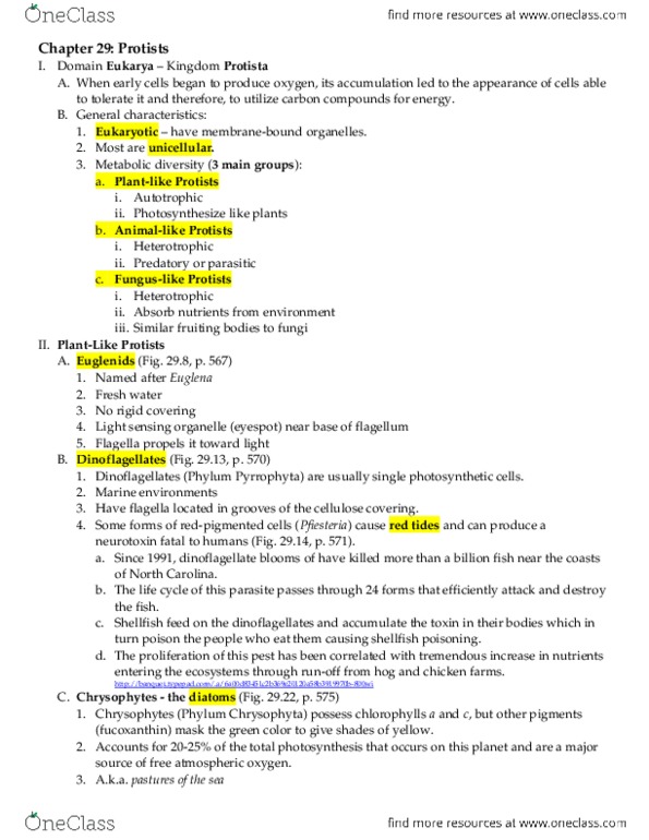 BIOL 1120 Chapter Notes - Chapter 29: Fucoxanthin, Holdfast, Malaria thumbnail
