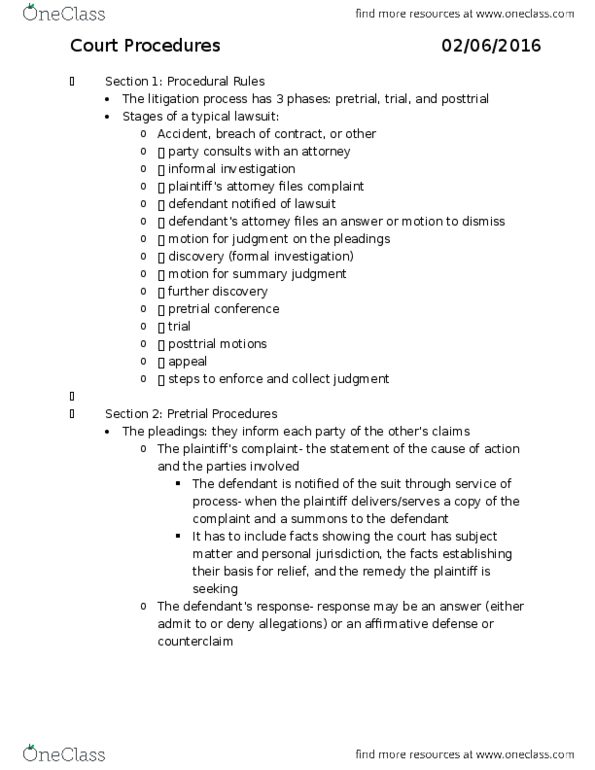 MGMT 108 Chapter Notes - Chapter 3: Redirect Examination, Interrogatories, Verdict thumbnail