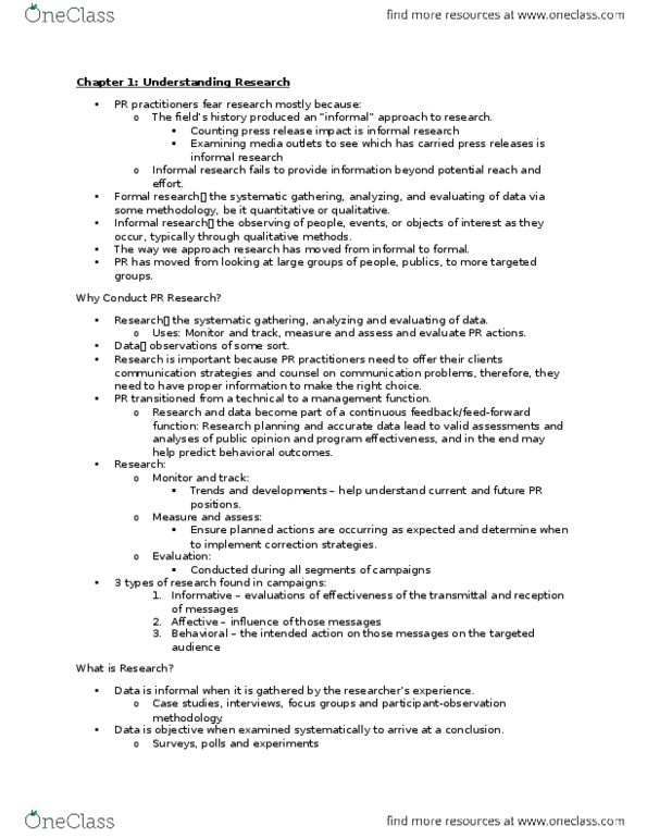 PUR 3500 Lecture Notes - Lecture 1: Statistical Hypothesis Testing, American Association For Public Opinion Research, Central Tendency thumbnail