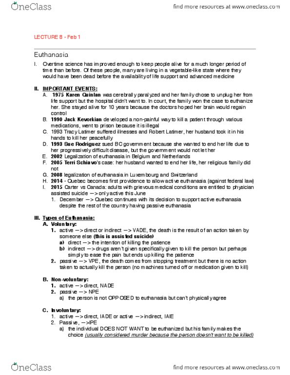 PHIL 237 Lecture Notes - Lecture 8: Slippery Slope, Sue Rodriguez, Jack Kevorkian thumbnail