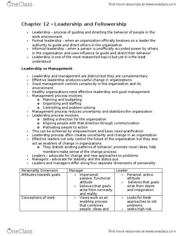 OBHR 2P91 Chapter Notes - Chapter 12-13: Negotiation, Expectancy Theory, Character Assassination thumbnail