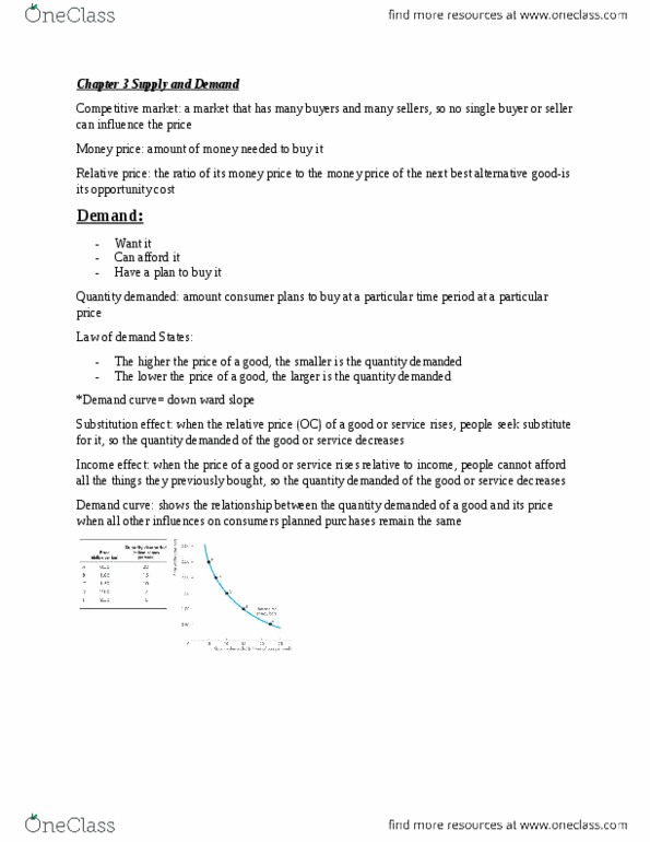 Economics 1021A/B Chapter Notes - Chapter 3: Marginal Utility, Economic Equilibrium, Demand Curve thumbnail