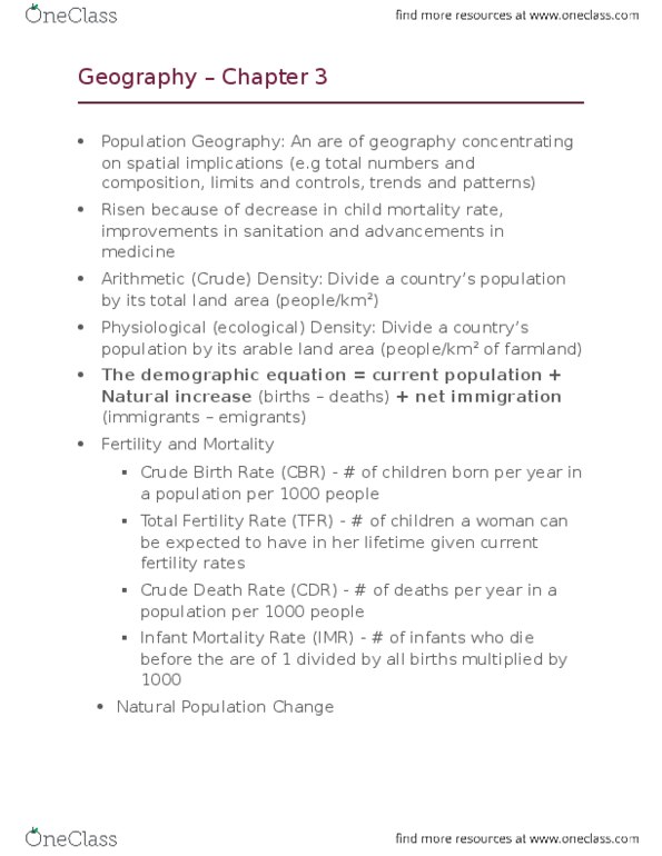 GEOG100 Chapter Notes - Chapter 3: U.S. Route 8, Demographic Transition, Growth Factor thumbnail