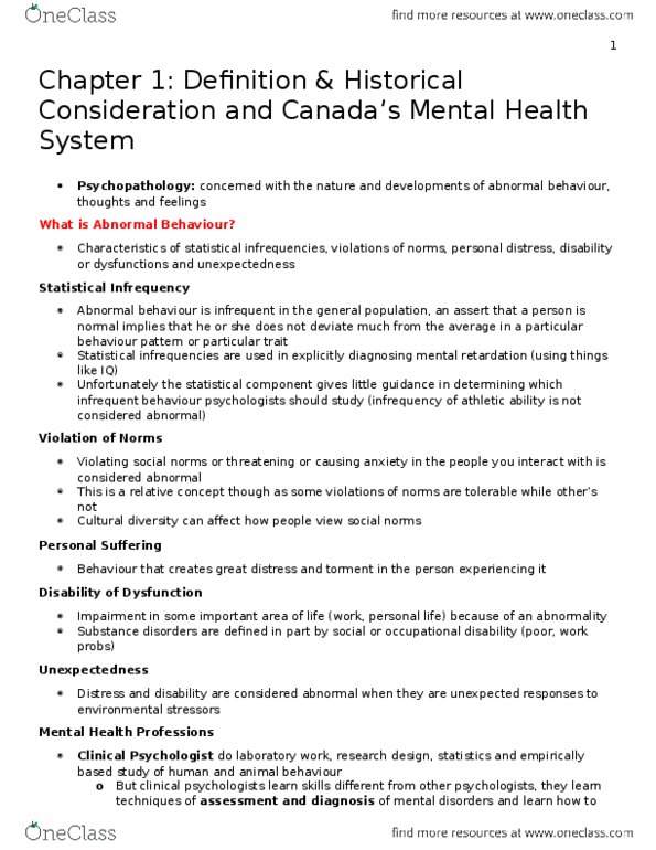 PSY340H5 Lecture Notes - Lecture 1: Thomas Sydenham, Premenstrual Dysphoric Disorder, Spectrum Disorder thumbnail