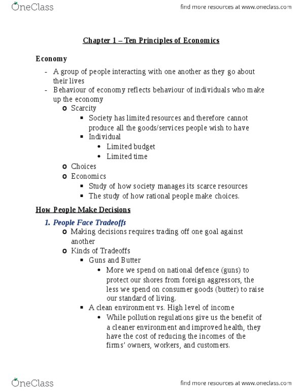 ECO101H1 Lecture Notes - Lecture 1: Invisible Hand, Business Cycle, Better Off thumbnail