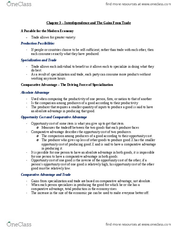 ECO101H1 Lecture Notes - Lecture 12: Absolute Advantage, One Unit, Opportunity Cost thumbnail