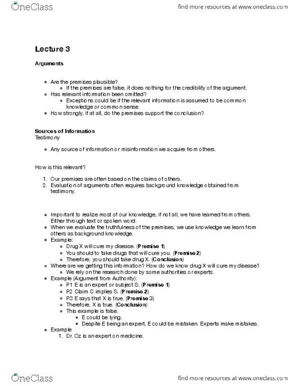 PHL145H5 Lecture 3: PHL145 Lecture 3 Notes thumbnail