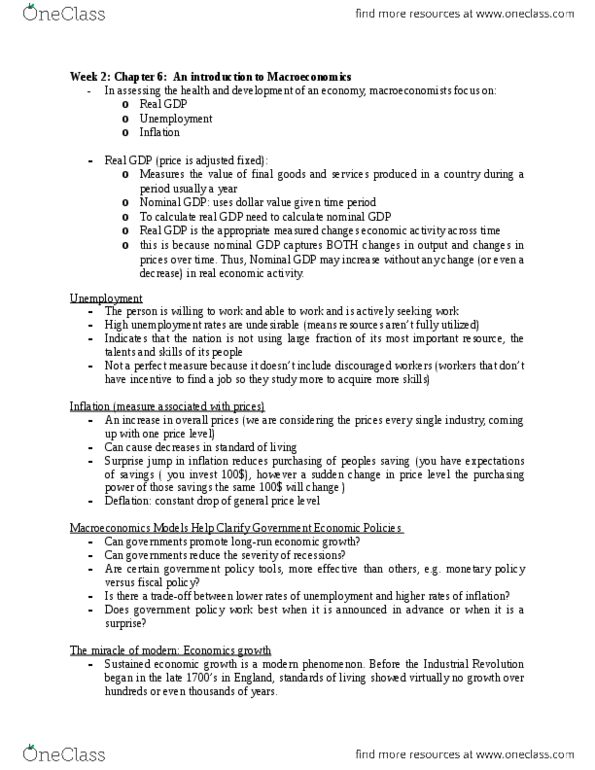 ECN 204 Lecture Notes - Lecture 2: Canadian Dollar, Business Cycle, Purchasing Power Parity thumbnail