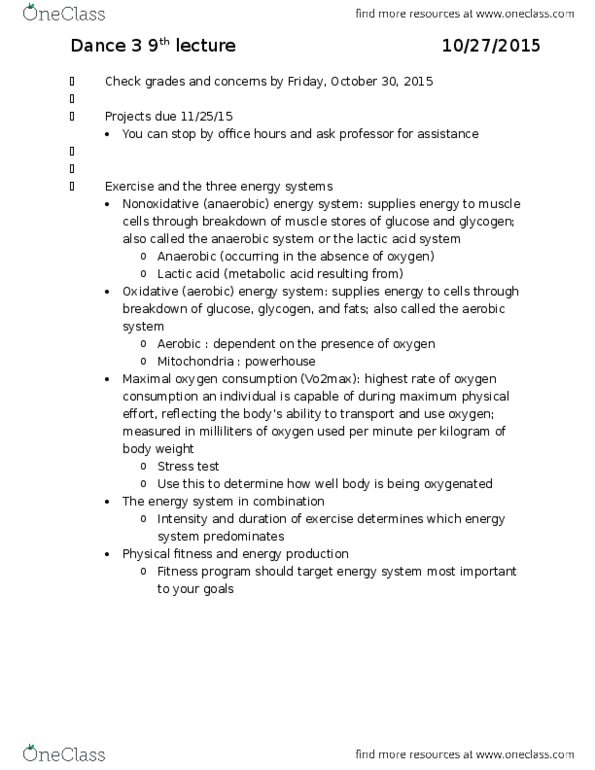 DANCE 3 Lecture Notes - Lecture 9: Radial Artery, Elastin, Plyometrics thumbnail