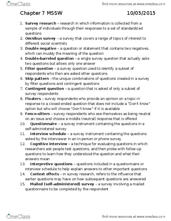 SOCECOL 10 Chapter Notes - Chapter 7: Interactive Voice Response, Cover Letter, Double Negative thumbnail