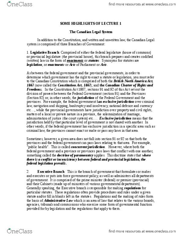 ADMS 2610 Lecture Notes - Lecture 1: Public Law, Lex Mercatoria, Concurrent Jurisdiction thumbnail