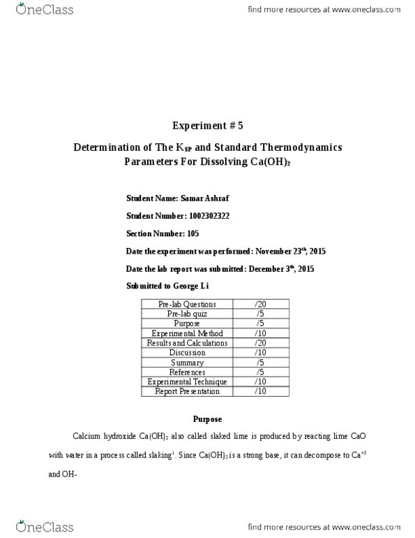 CHM110H5 Lecture Notes - Lecture 1: Pipette, Filter Paper, Titration thumbnail