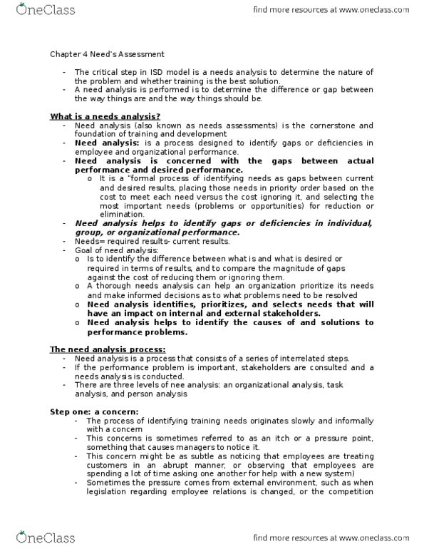 Management and Organizational Studies 3384A/B Chapter Notes - Chapter 4: Training Analysis, Society For Human Resource Management, Competitive Service thumbnail