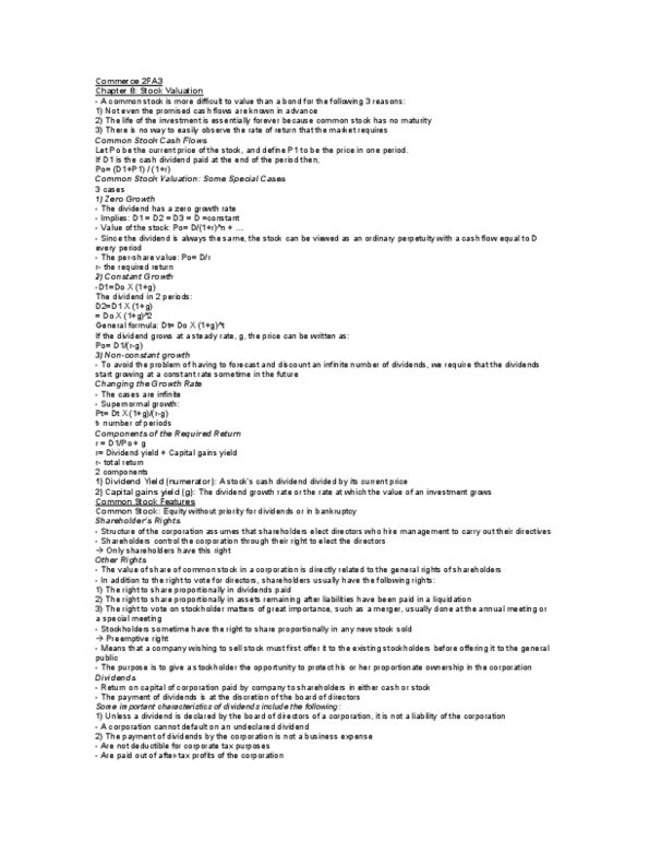 COMMERCE 2FA3 Chapter Notes -Net Present Value, Capital Budgeting, Capital Cost thumbnail