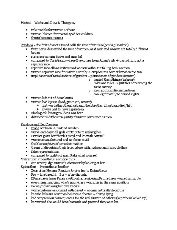 CLA232H1 Lecture Notes - Iron Age, Semonides Of Amorgos, Pithos thumbnail