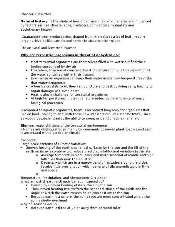 BIOLOGY 2F03 Chapter Notes - Chapter 7: Main Source, Rain Shadow, Thundra thumbnail